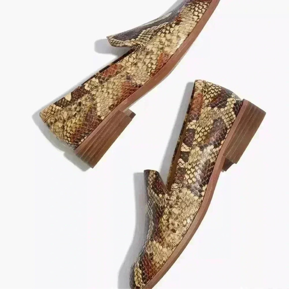 Madewell Frances Snakeskin Loafers Leather Shoes 6.5 - Picture 2 of 13